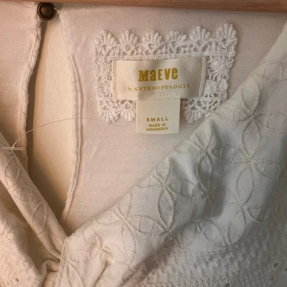 Anthropologie Maeve Cream Eyelet V-Neck Maxi Dress - Picture 6 of 7